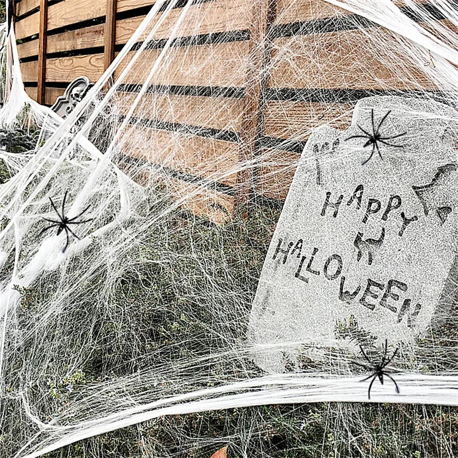 Stretchy Spider Web | Artificial Cobweb | Indoor Outdoor Use | Haunted House