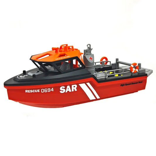 RC 1/32 Scale Remote Control Rescue Tugboat - High-Speed Brushless Charging Toy for Ages 14+