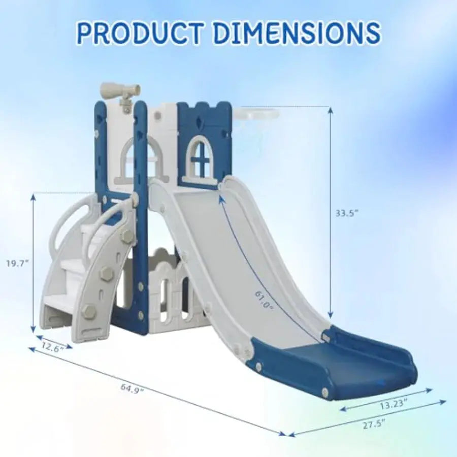 6 in 1 Toddler Slide for Toddlerand, Climber Slider for Indoor Outdoor Playground with Storage, Telescope, Basketball Hoop and - ToylandEU