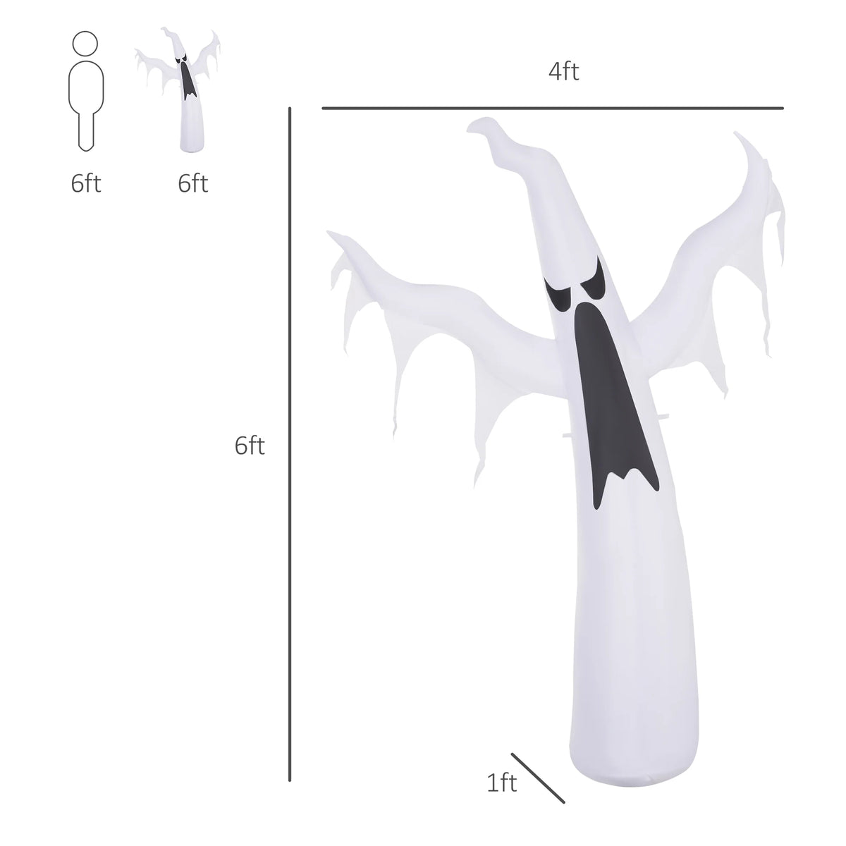 Outdoor Halloween Inflatable | 6 Ft Tall | White Ghost | Lawn Decor