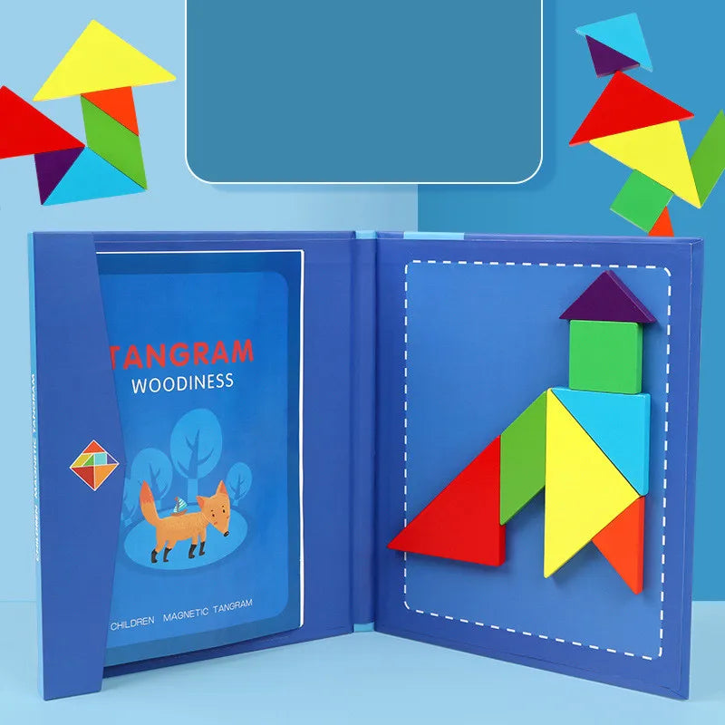 Magnetic Jigsaw Puzzle | 3D Geometric Tangram | Wooden Educational Toy