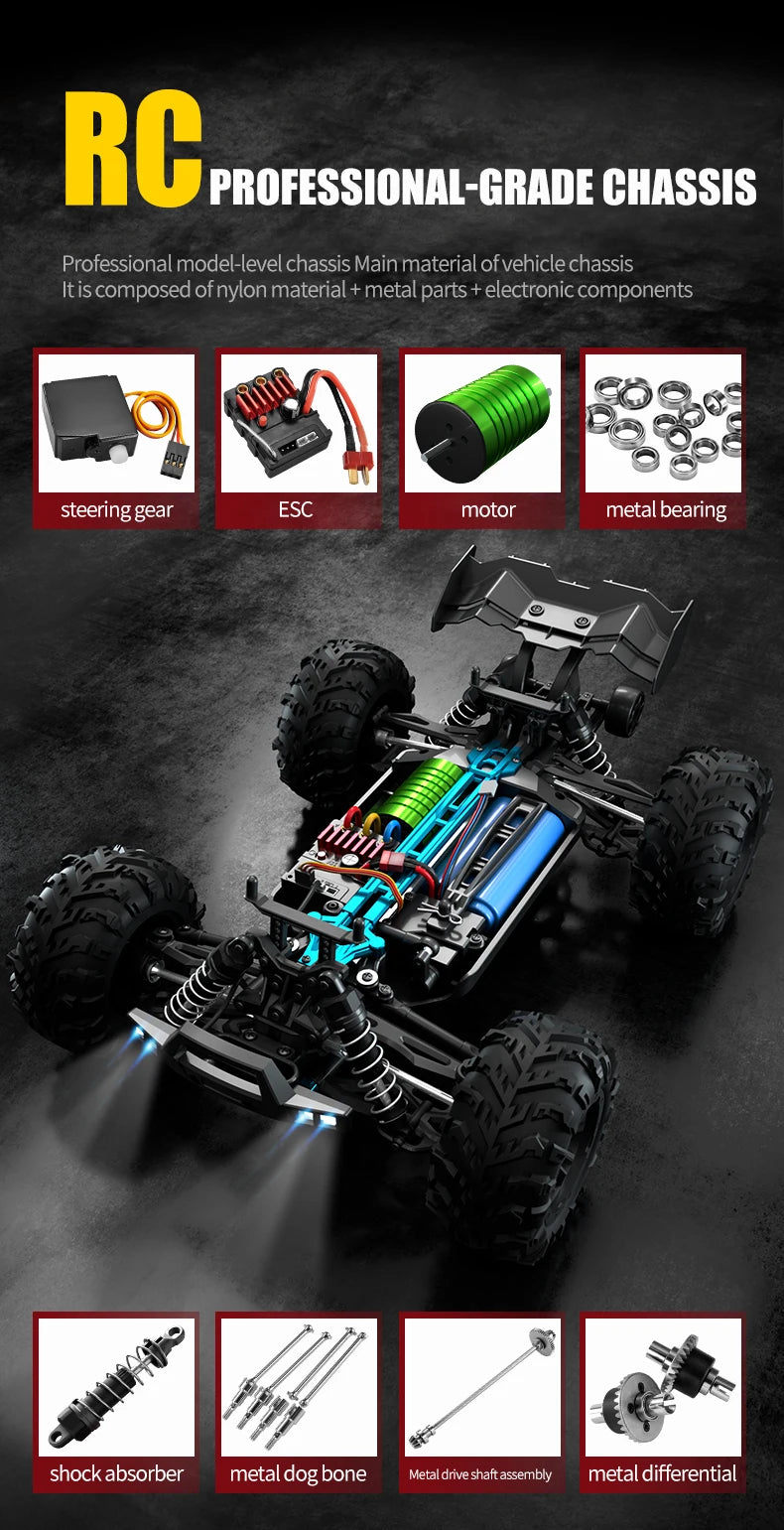 RC SG116 MAX 1:16 High-Speed 4WD RC Drift Racing Monster Truck - 70KM/H Off-Road Remote Control Car for Kids