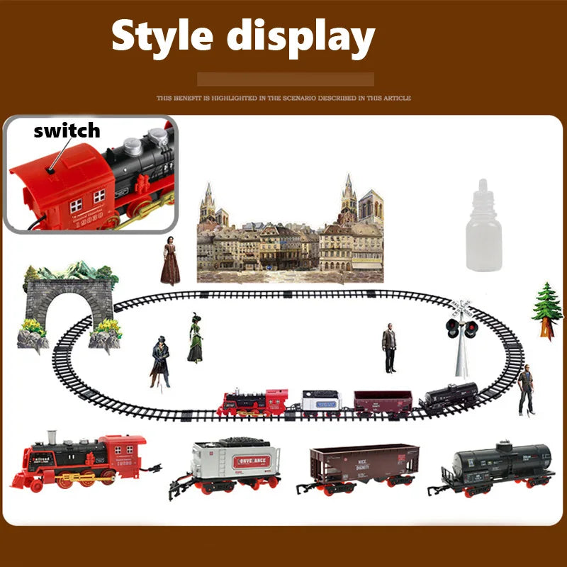 2023 Rechargeable Electric Steam Train Set with Remote Control for Children - ToylandEU