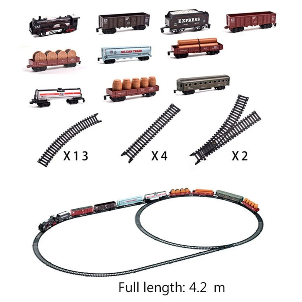 Vintage Electric Steam Train Toy Set with Realistic Track Simulation