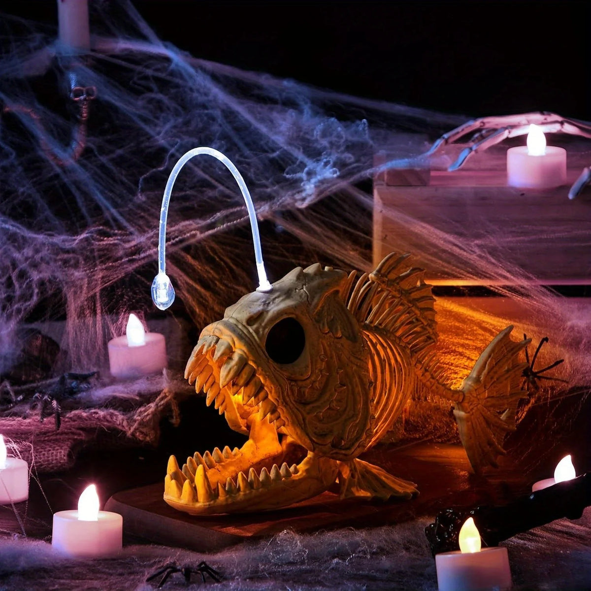 Halloween Skeleton Fish | Led Eyes | Weather Resistant | 10 Inch