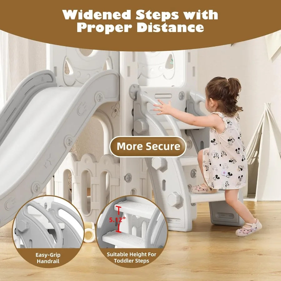 Toddler Slide 6 in 1 Outdoor Playset with Basketball Hoop