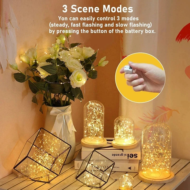 Fairy String Lights | Battery Powered | Warm White LEDs | 3 Lighting Modes Party Decor