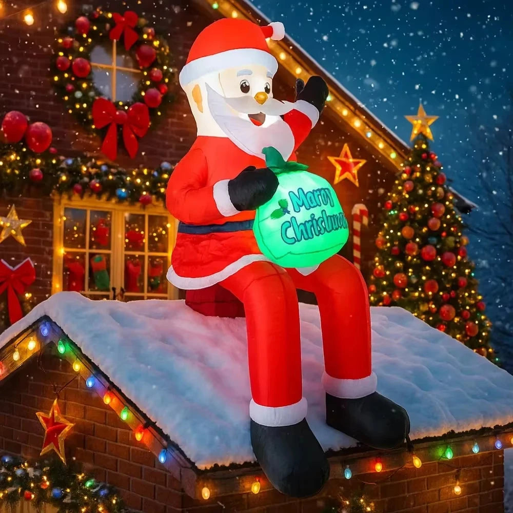 Inflatable Christmas Santa | 5.6 Ft Tall | Built In LED Lights | Xmas Yard Decor