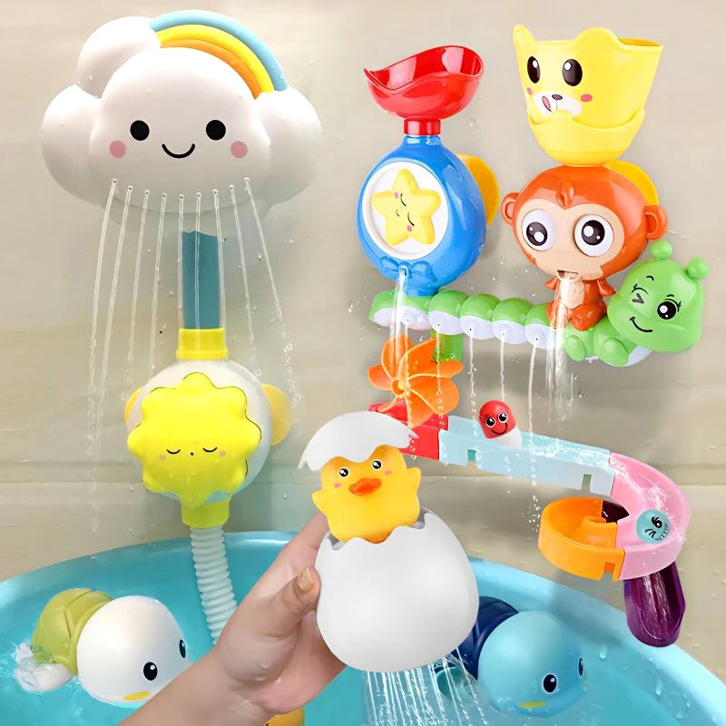 Children's Marble Race Water Toy Set with Wall Suction Cup - Bath Tub Fun for Kids