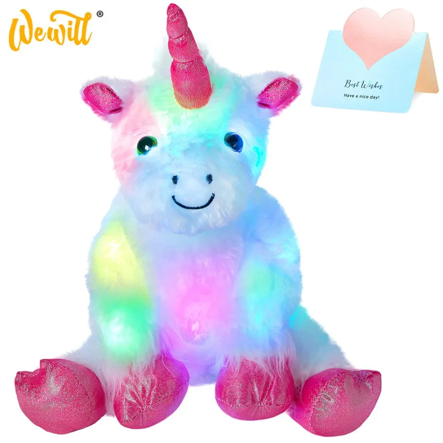 Unicorn LED Stuffed Toys Small and Large Doll Animal White Plush Glow - ToylandEU