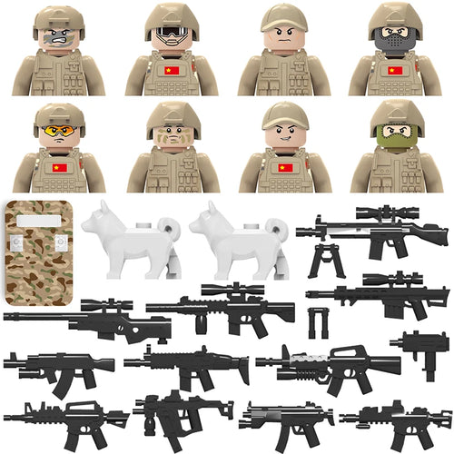 Military Army and Police Building Blocks Figures Set, including WW2 Soldier and SWAT Officer Toys ToylandEU.com Toyland EU