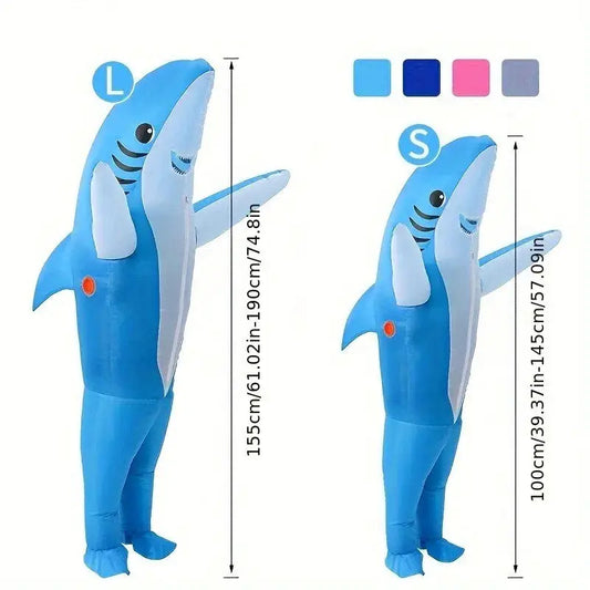 2 Sizes, Cute Unique Standing Shark Design Inflatable Suit, Halloween Christmas Play Inflatable Costume Props - ToylandEU