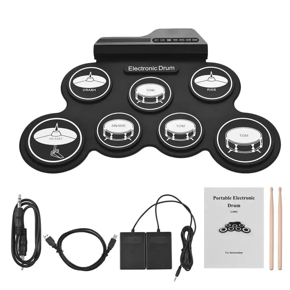 Foldable Silicone Usb Electronic Drum Pad Kit For Portable Practice