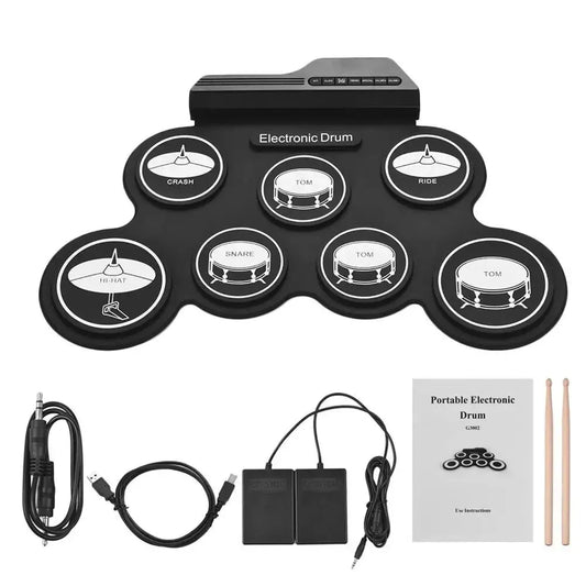 Foldable Silicone Usb Electronic Drum Pad Kit For Portable Practice