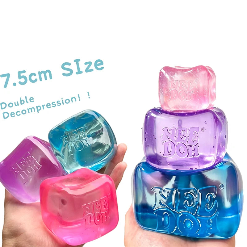 Sensory Knead Cube | Translucent Ice Texture | 7.5 Cm Anxiety Relief Toy