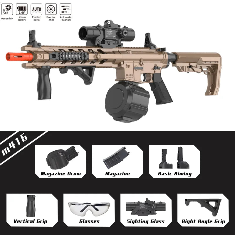 Gel Ball Gun | 7.4V High Speed Upgrade | Manual Automatic Dual Mode