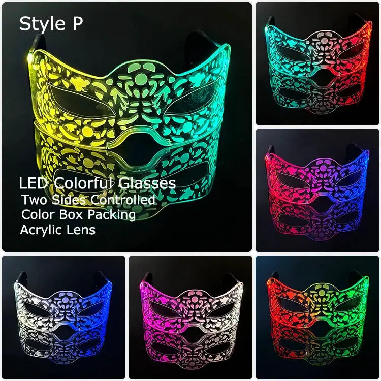 Acrylic LED Luminous Glasses Glow Party Glasses Neon Light Up Visor Eyeglasses DJ Bar Party Eyewear For Halloween Christmas - ToylandEU