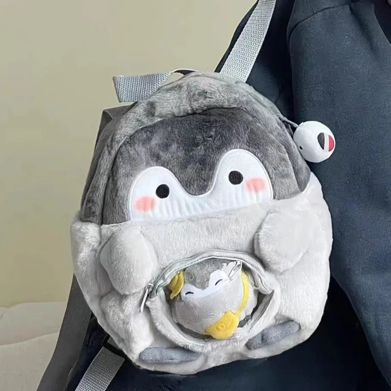 Adorable Grey Penguin Plush Backpack for Kids - ToylandEU