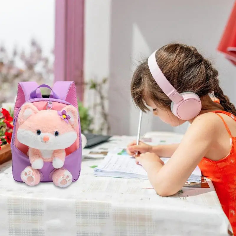 Adorable Kawaii Cat Plush Backpack - Cute Mini School Bag for Kids