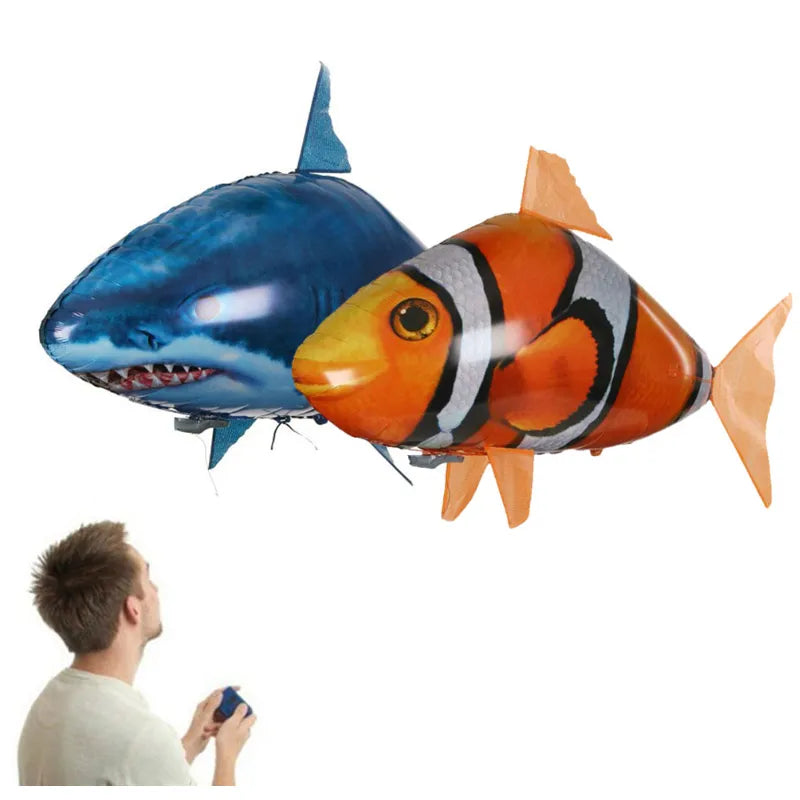 Inflatable Remote Control Shark Toys Air Swimming RC Animal Radio Fly
