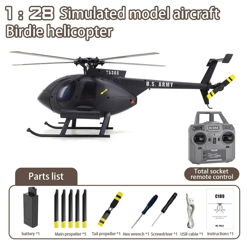 RC RC 1:28 C189 Brushless Dual-Motor Remote Helicopter with 6-Axis Gyro and One-Click Takeoff/Landing