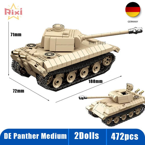 WW2 Military Tanks Building Block Set - Panther & Sherman Models for Children 6+ ToylandEU.com Toyland EU