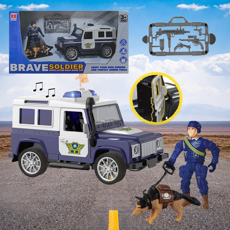 US Army City Police Toy Play Set for Boys - SWAT Police Car Helicopter with Sound and Light - ToylandEU