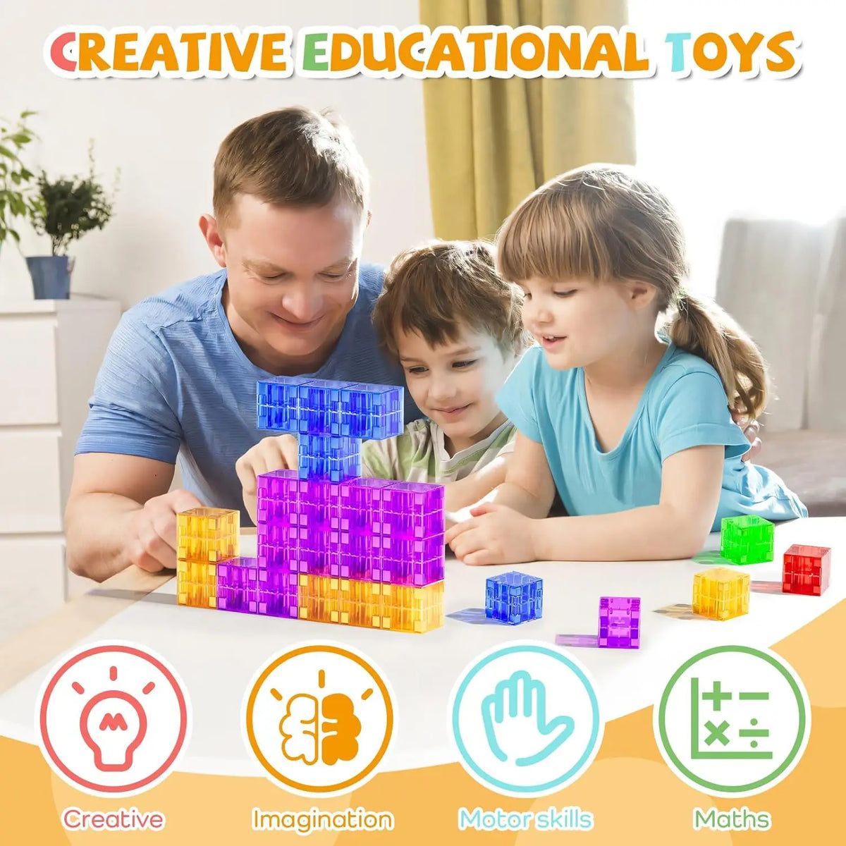 Magnetic Building Blocks | Transparent | STEM Educational | Ages 4 To 12