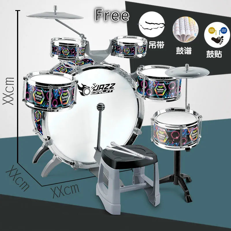 Fashion Large Children Music Jazz Drums Set ( 6 drums + 2 cymbals ) Toyland EU