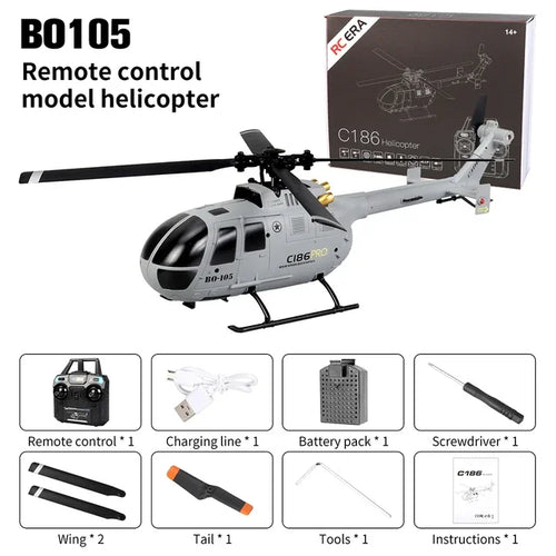 C186 RC Helicopter 2.4G 4CH Scale BO105 6-Axis Gyro Optical Flow ToylandEU.com Toyland EU