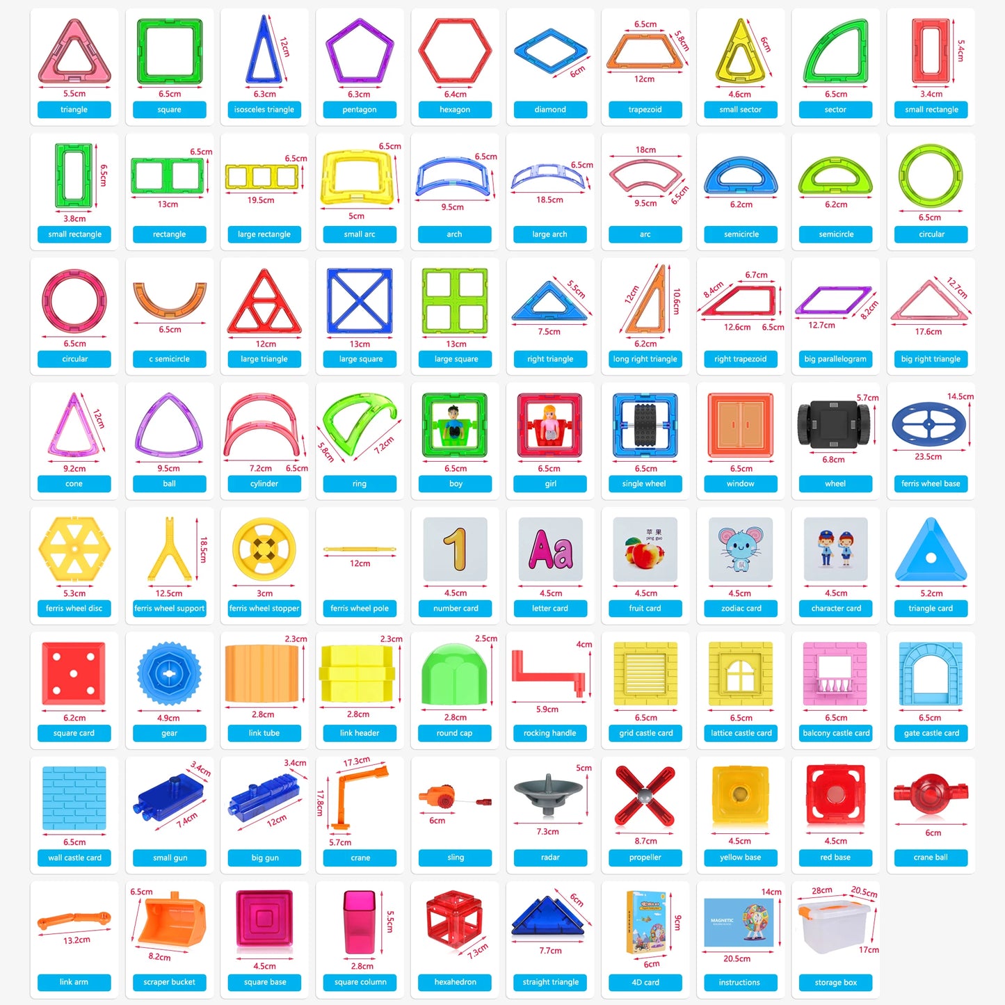 Magnetic Tiles Set | Large Size | CE Certified | Ages 4 to 18