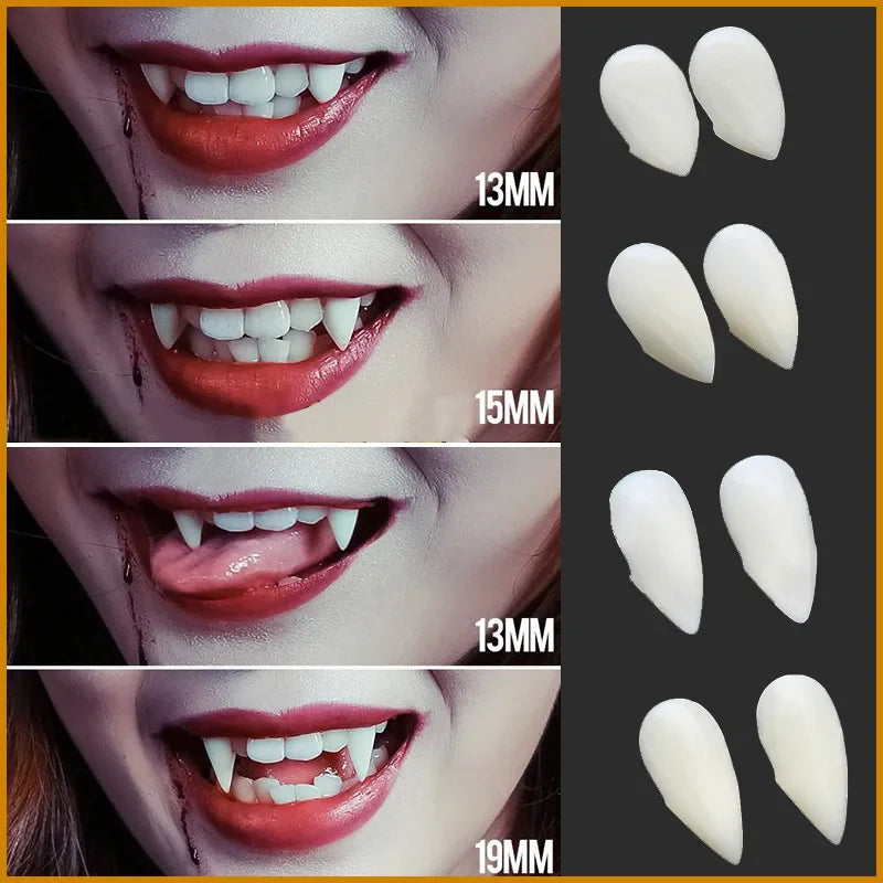 False Vampire Teeth | Premium Resin Material | Adult Cosplay Prop | Five White Pairs