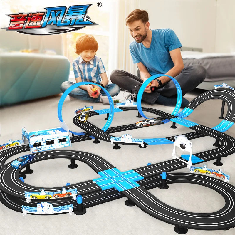 Remote Control Car Racing Track Set With Double Cars