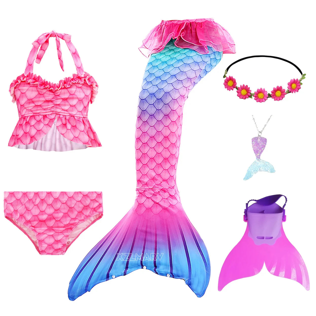 Mermaid Costume For Girls With Tail And Monofin Cosplay Ready