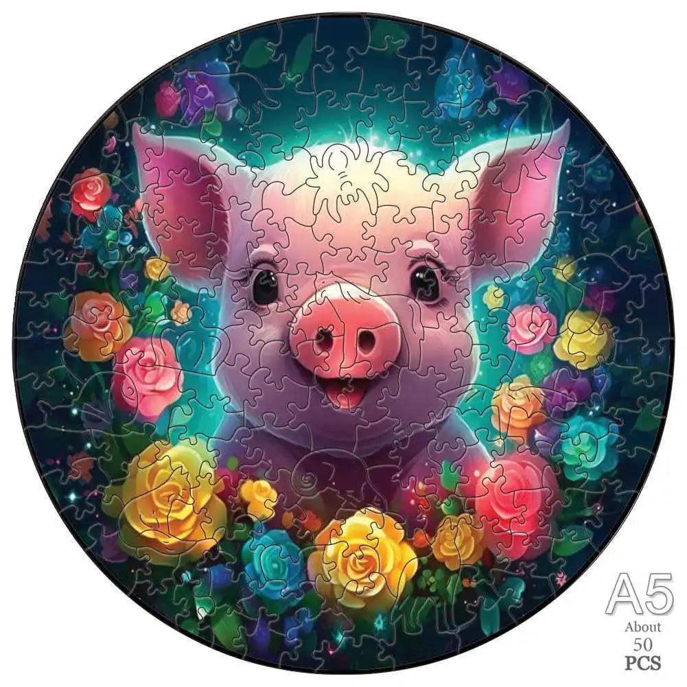 3D Wooden Puzzles | Animal Shapes Pig Cat | Family Friendly Gift | All Ages