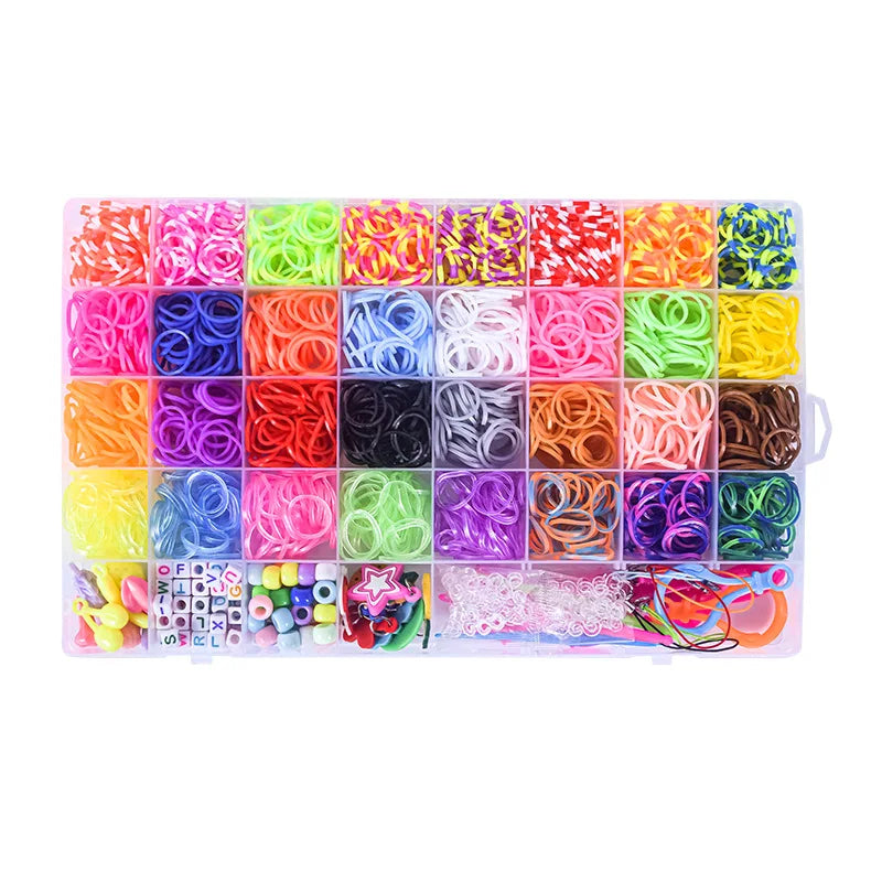 40 Lattice Woven Bracelet Rainbow Rubber Band DIY Knitting Machine Set - ToylandEU