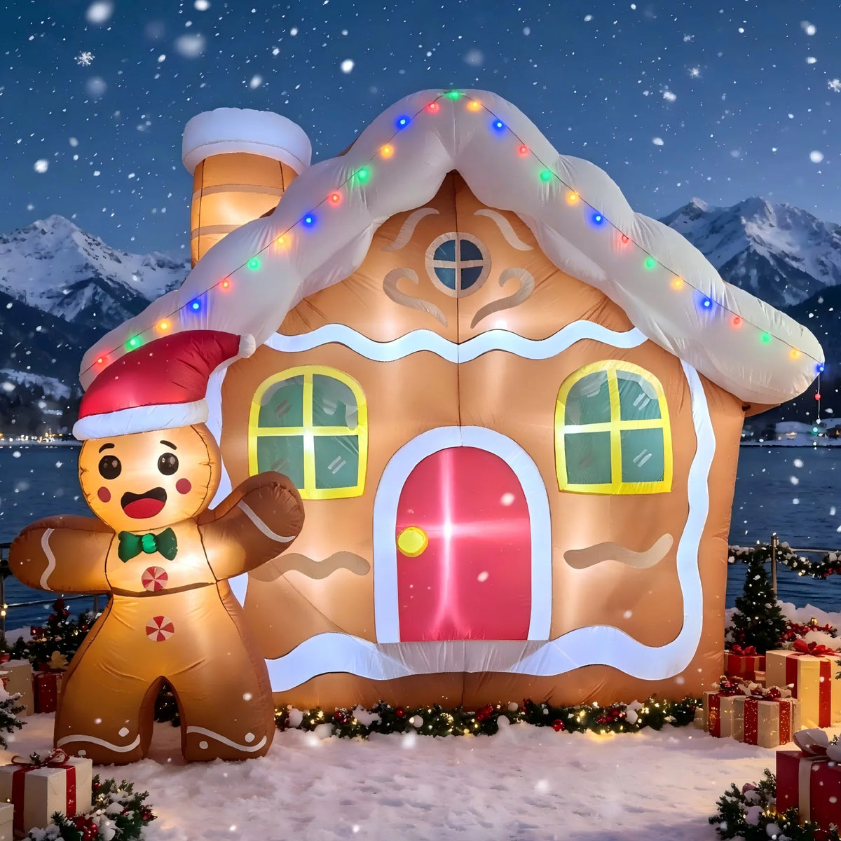 Inflatable Gingerbread House | 11.2 Ft | Led Lights | Outdoor Yard