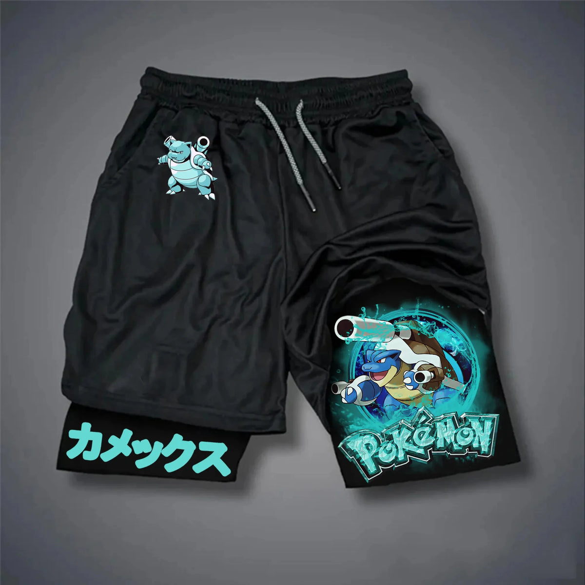 Men's Anime Shorts | Pokemon Graphic | Fake Two Piece | Gym Street