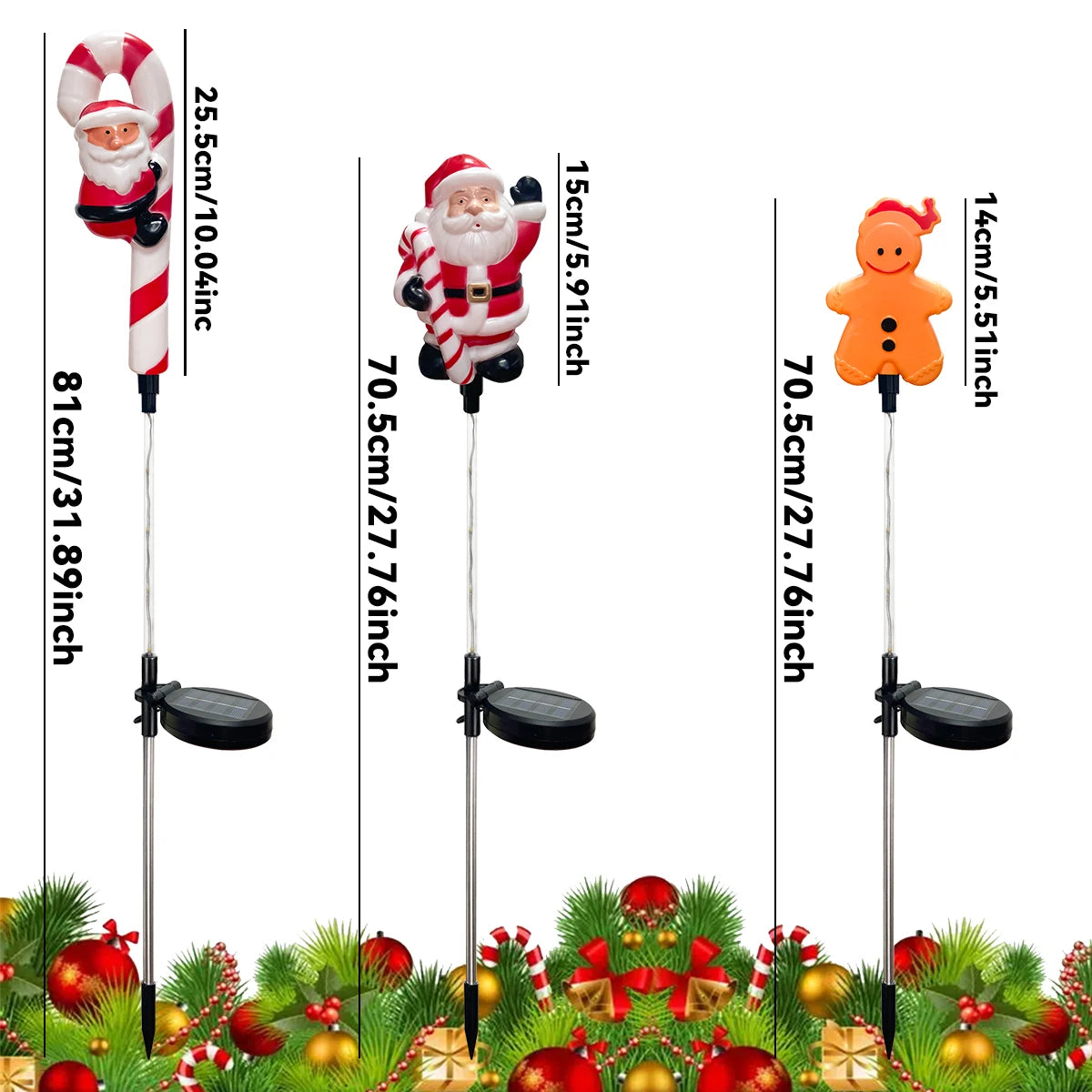 Solar Christmas Stake Lights | 8 Light Modes | Outdoor Santa, Reindeer and Tree