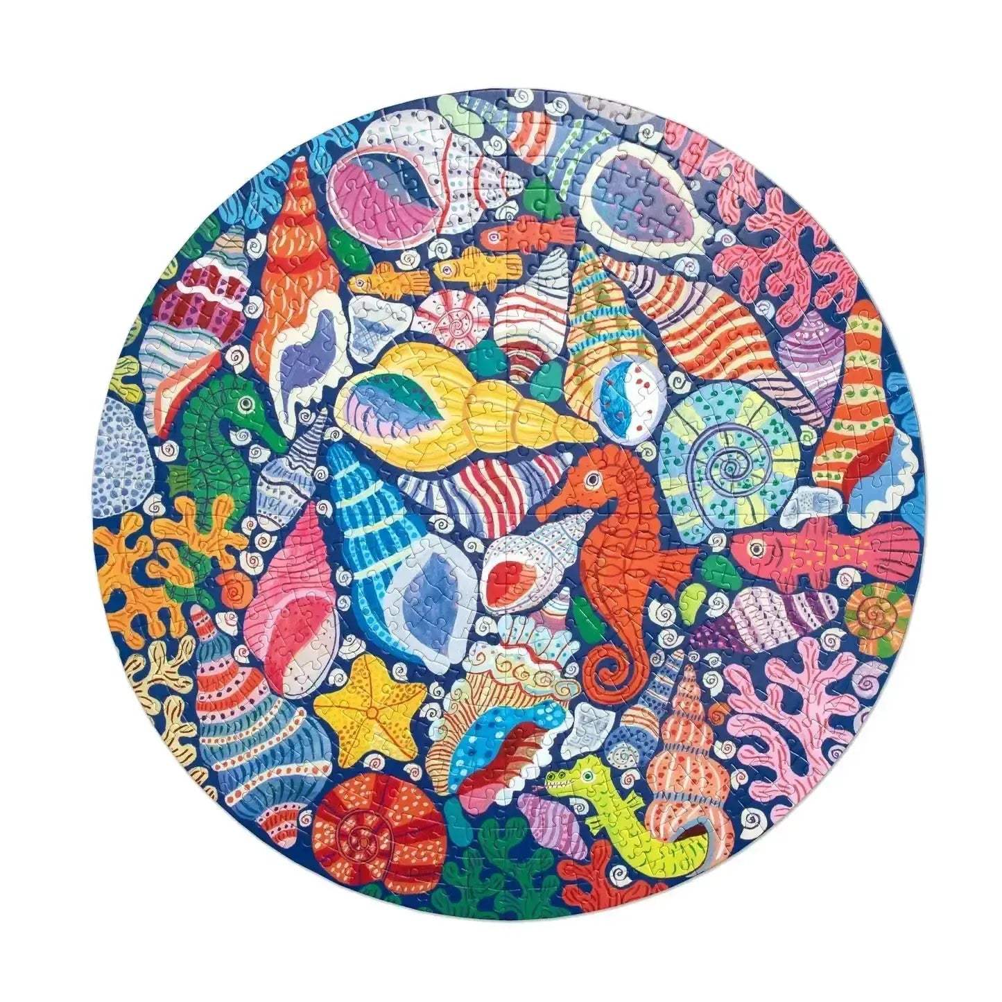 Underwater Seahorses Round Jigsaw Puzzle With Interlocking Pieces - ToylandEU