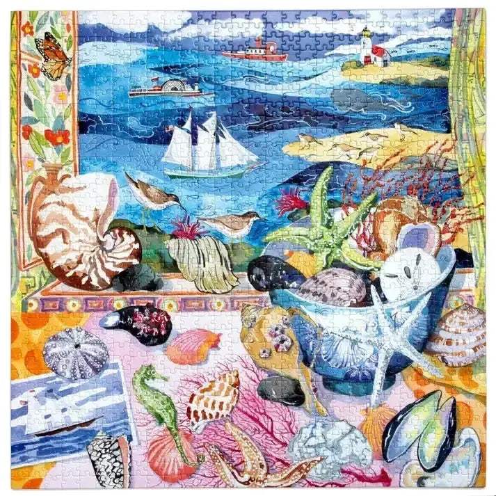 Seashells By The Shore Jigsaw Puzzle 1000 Pieces Watercolor Scene - ToylandEU