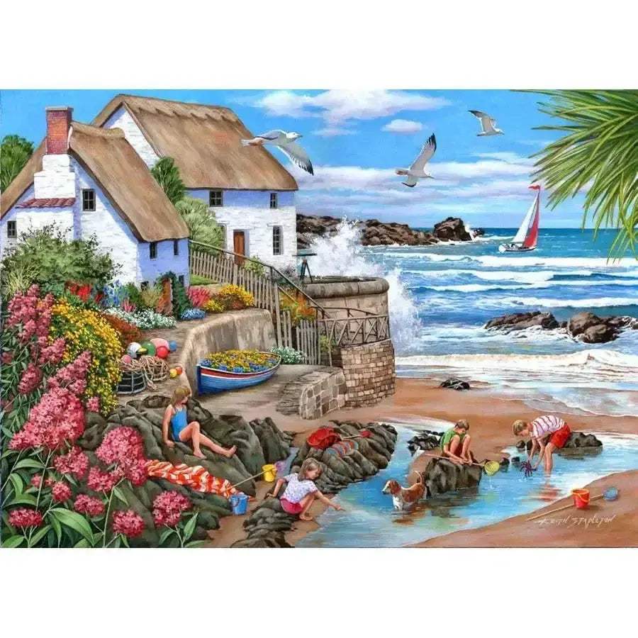Seaspray Cottages 1000 Piece Jigsaw Puzzle Relaxing Coastal Scene - ToylandEU