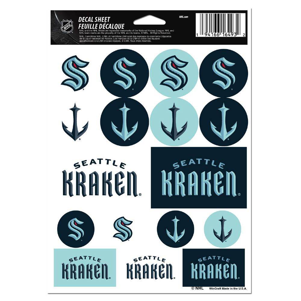 Seattle Kraken Decal Sheet 5x7 Vinyl Sticker Packs - ToylandEU