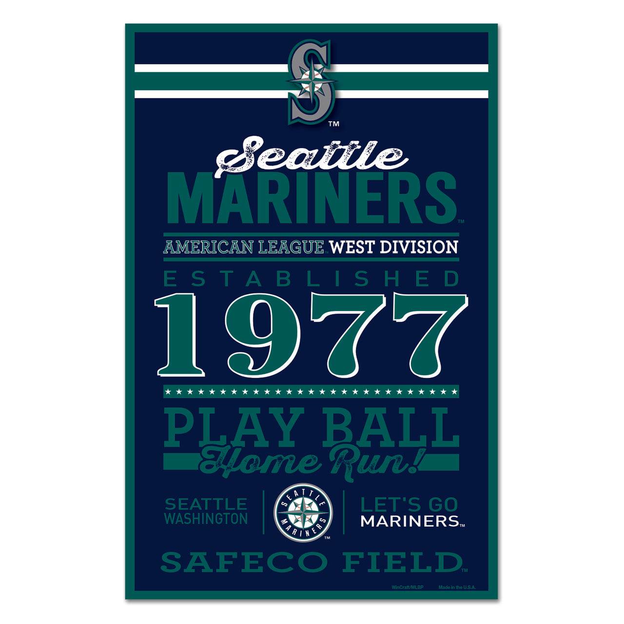 Seattle Mariners 11x17 Wood Sign Established By Wincraft - ToylandEU