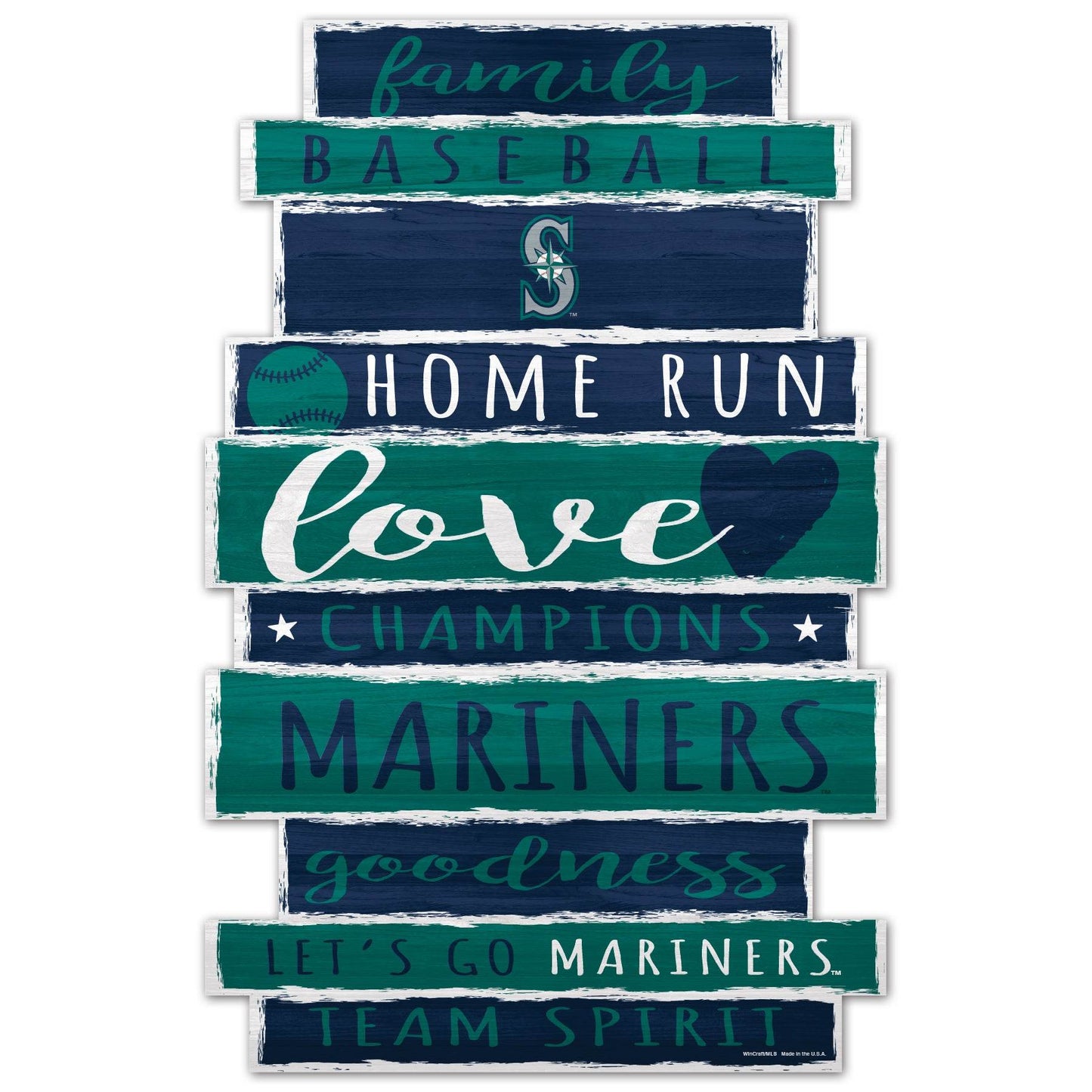 Seattle Mariners 11x17 Wood Sign Family Word Decor Wincraft - ToylandEU