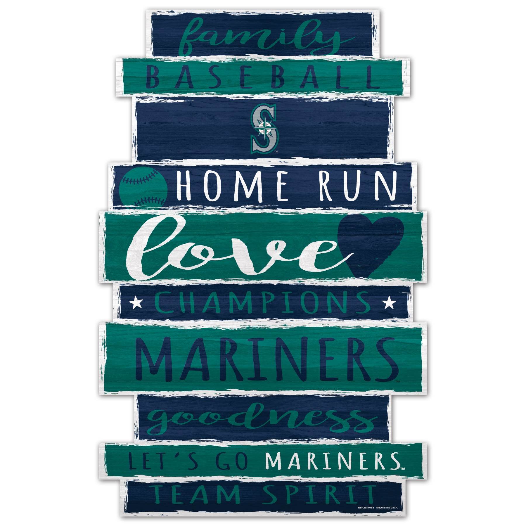 Seattle Mariners 11x17 Wood Sign Family Word Decor Wincraft - ToylandEU