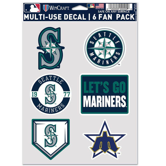 Seattle Mariners Decal Pack Multi Use Fan Stickers Six Pack - ToylandEU