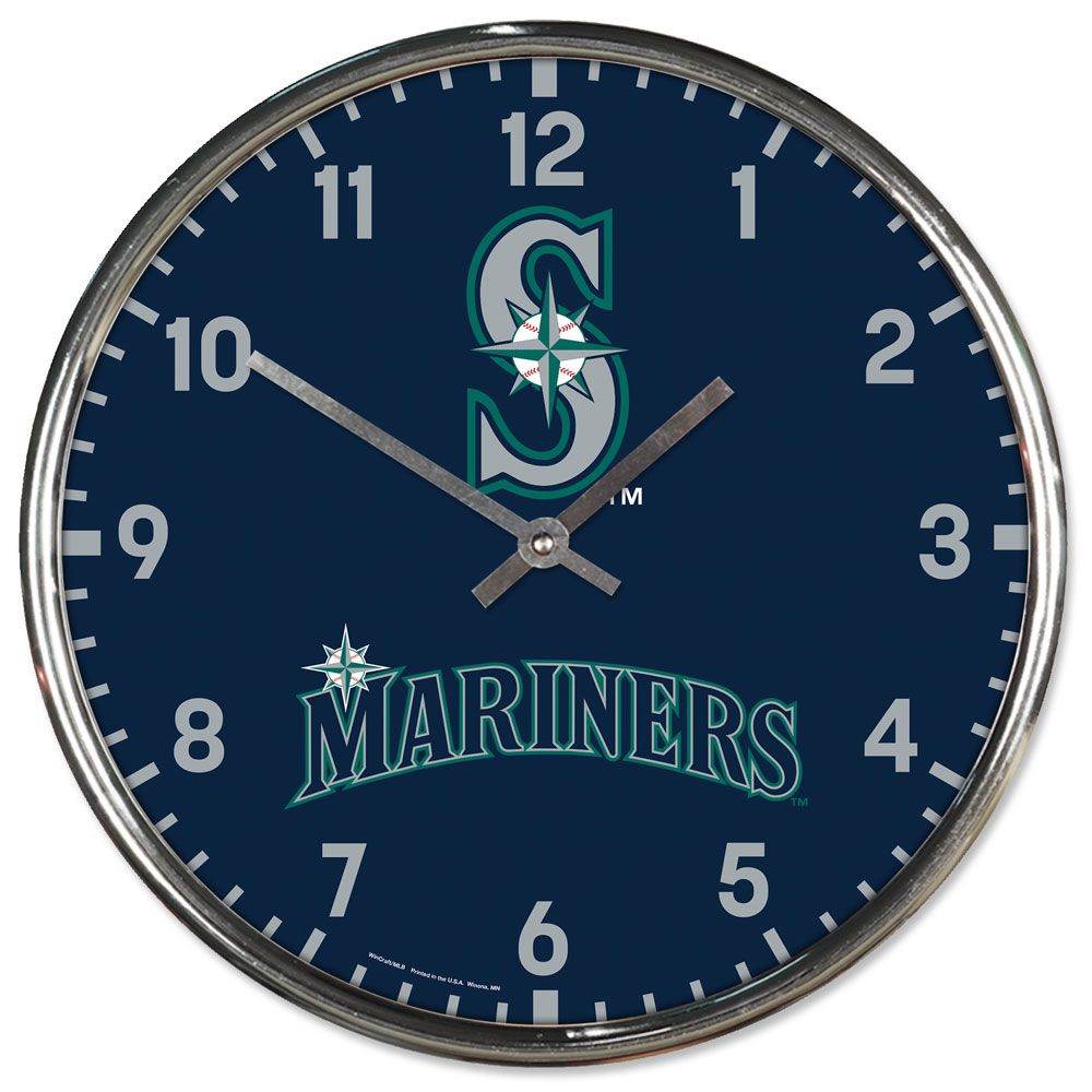 Seattle Mariners Round Chrome Wall Clock 12 Inch Premium - ToylandEU