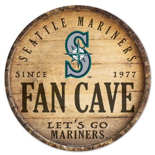Seattle Mariners Round Wood Sign 14 Inch Barrel Top Decor - ToylandEU