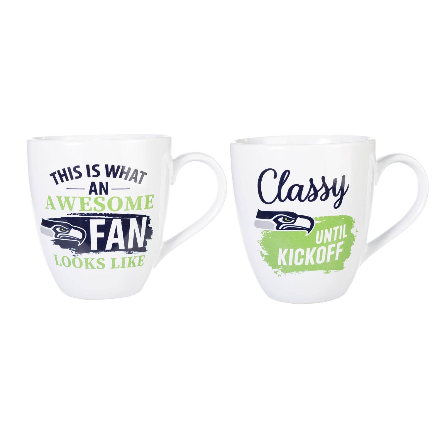 Seattle Seahawks 17oz Ceramic Mugs Two Piece Gift Box Set - ToylandEU